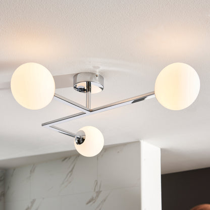 Gallery Direct Bodiam Bathroom 3 Ceiling Light Chrome, styled in a room setting