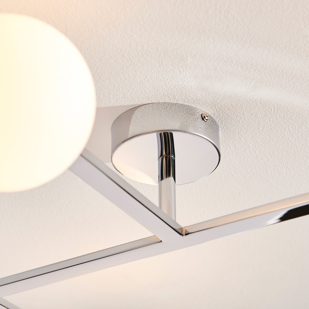 Gallery Direct Bodiam Bathroom 3 Ceiling Light Chrome, close-up of the finish and design