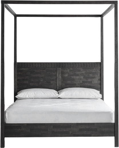 Gallery Direct Boho Boutique 4 Poster 6ft Super King Bed has a stunning matt black charcoal colour finish and features an ethnic inspired design on the headboard