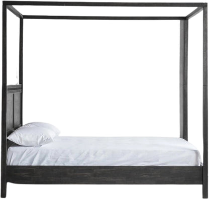 Gallery Direct Boho Boutique 4 Poster 6ft Super King Bed is made using Mango solids with mixed timber veneers of Teak, Mahogany, Mindy Ash and Mango which give contrast and make the inlaid pattern stand out.