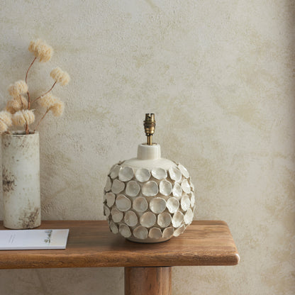 Gallery Direct Borello Table Lamp Base Ivory Crackle Glaze, styled in a room setting