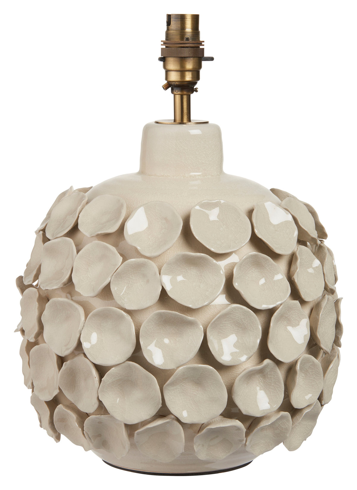 Gallery Direct Borello Table Lamp Base Ivory Crackle Glaze, complete product view on a white background