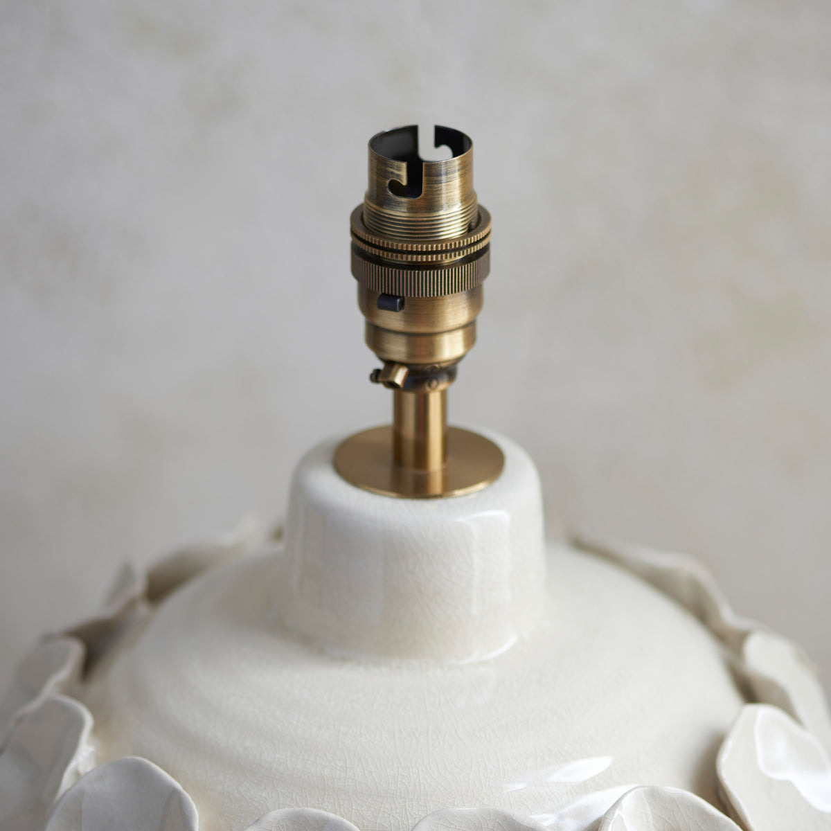 Gallery Direct Borello Table Lamp Base Ivory Crackle Glaze, close-up of the finish and design