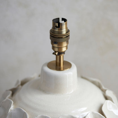 Gallery Direct Borello Table Lamp Base Ivory Crackle Glaze, close-up of the finish and design