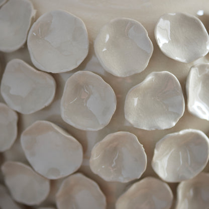 Gallery Direct Borello Table Lamp Base Ivory Crackle Glaze, close-up of the finish and design