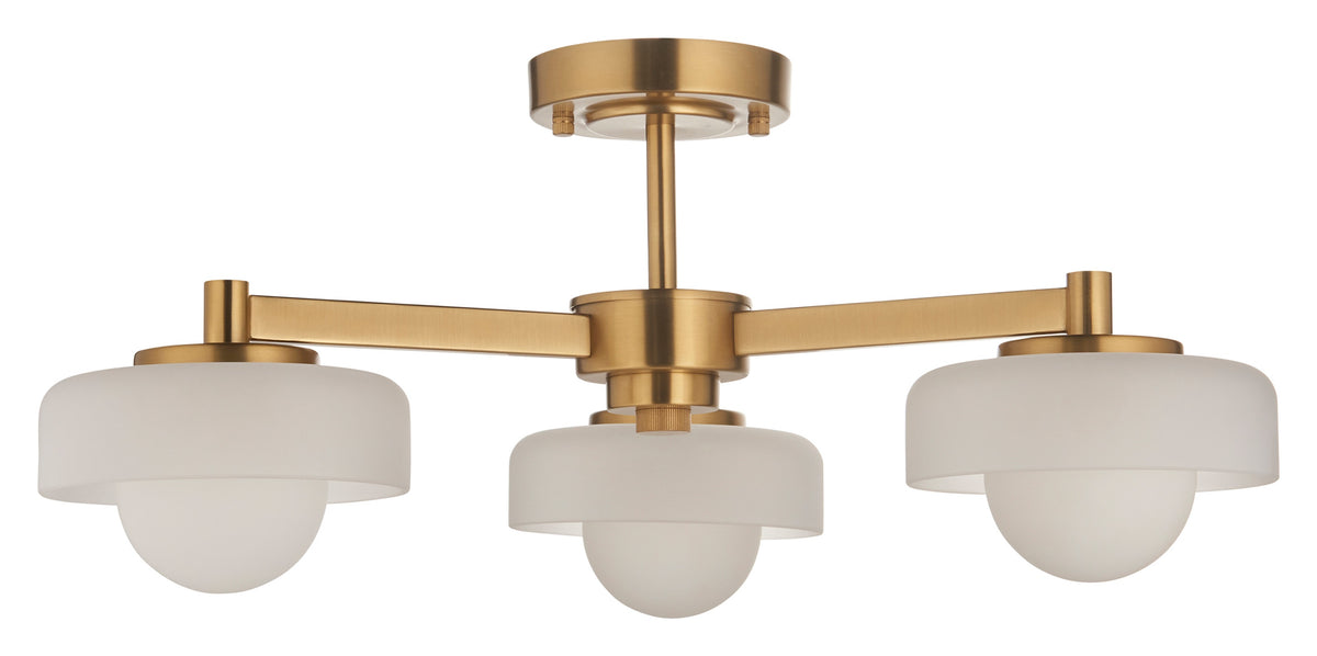 Gallery Direct Boss Ceiling Light Brushed Aged Brass, complete product view on a white background
