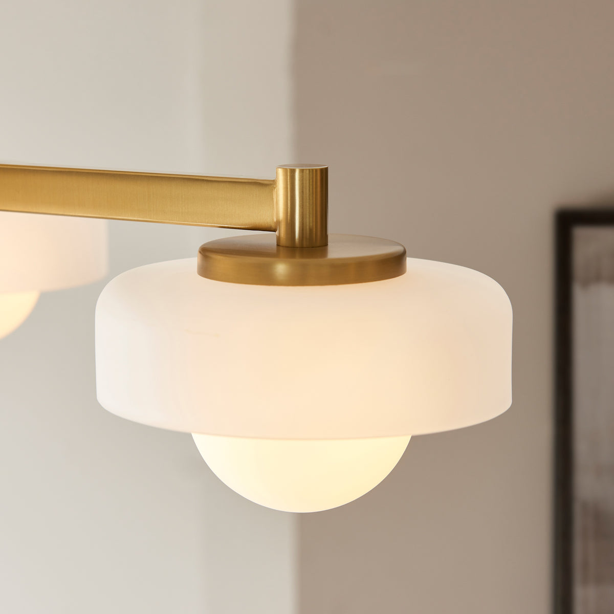 Gallery Direct Boss Ceiling Light Brushed Aged Brass, close-up of the finish and design