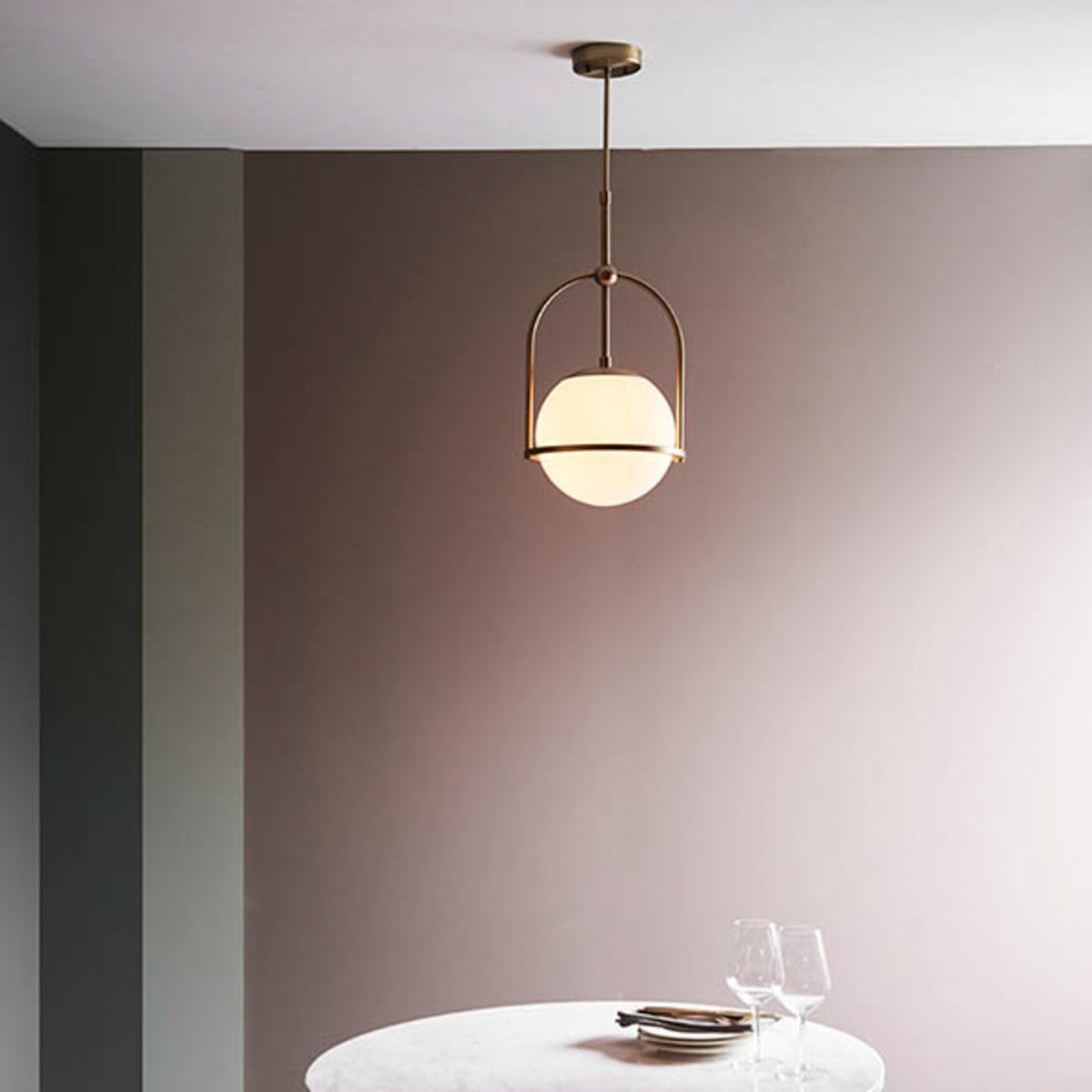 Gallery Direct Boston 1 Pendant light, styled in a room setting