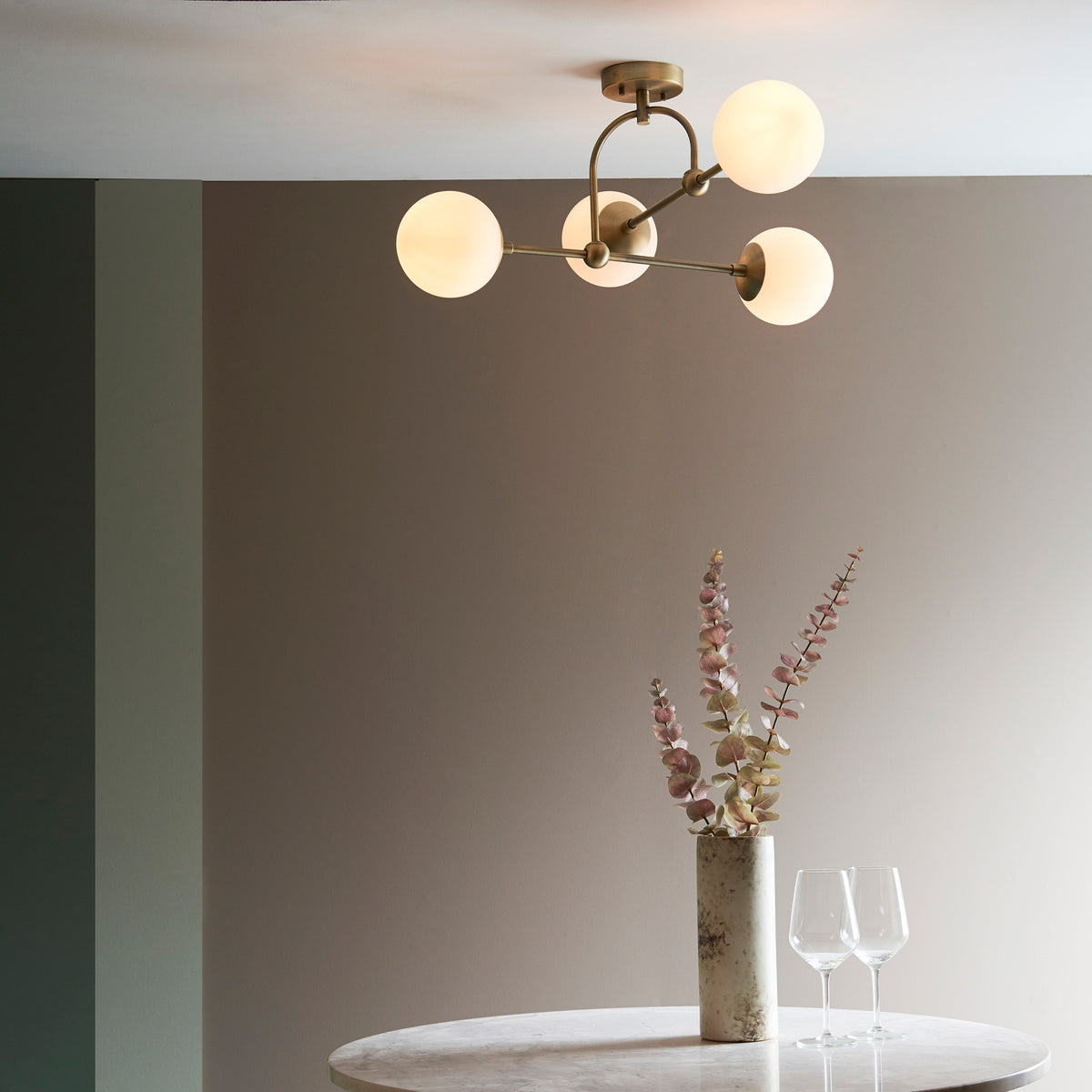 Gallery Direct Boston 4 Ceiling Light, styled in a room setting