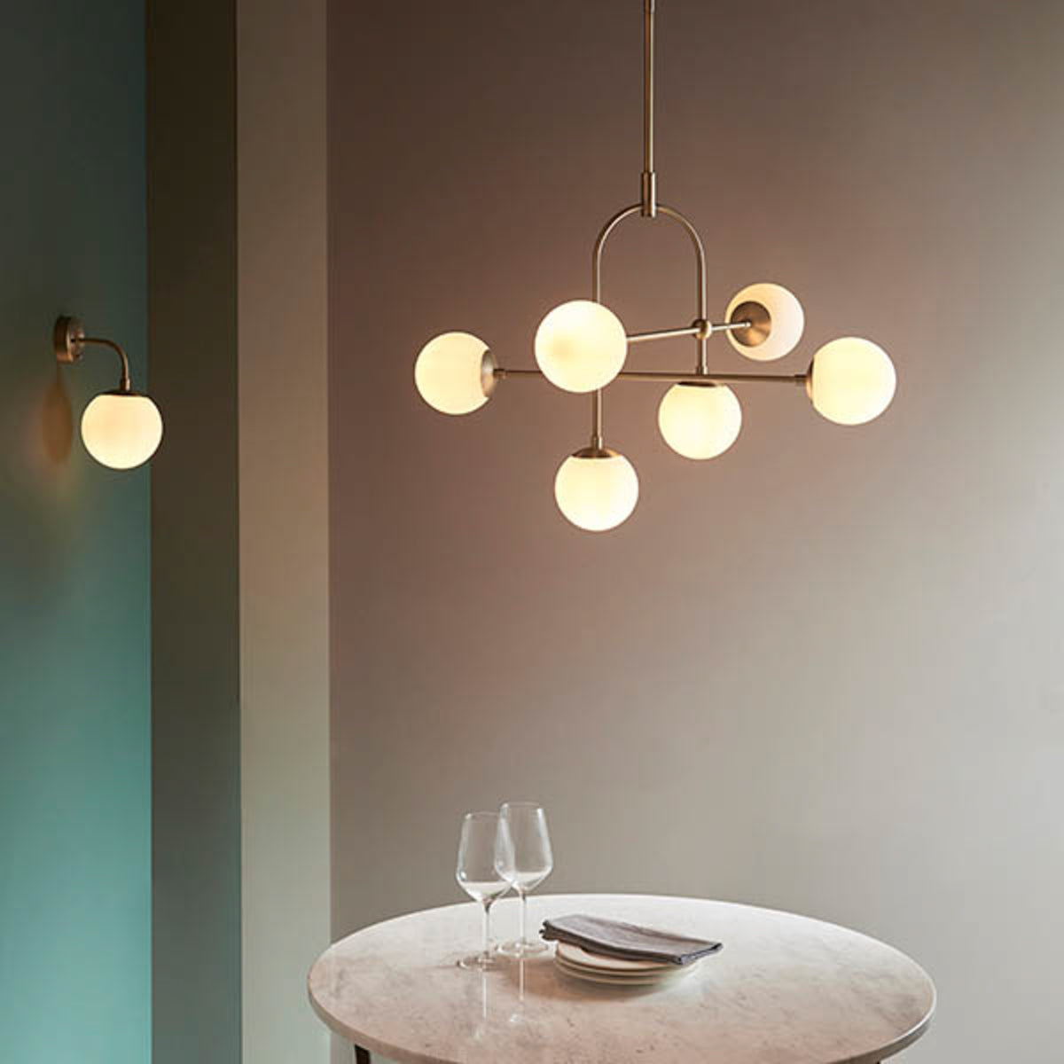 Gallery Direct Boston 6 Ceiling Light, styled in a room setting