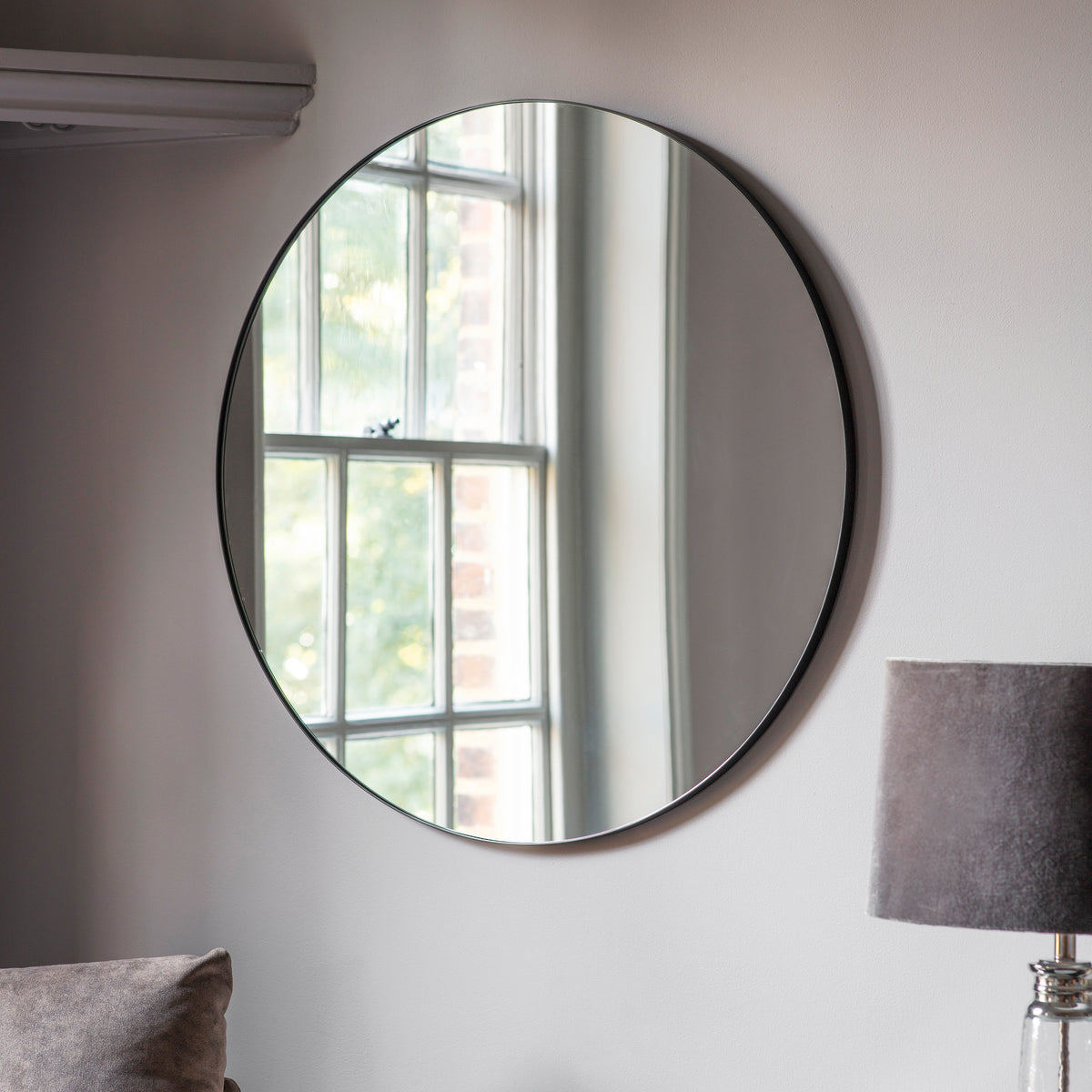 Gallery Direct Bowie Round Mirror Black displayed in a styled interior