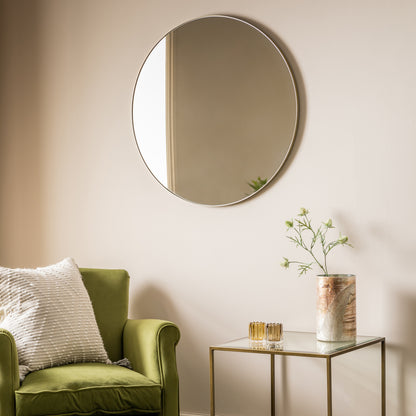 Gallery Direct Bowie Round Mirror Champagne displayed in a styled interior