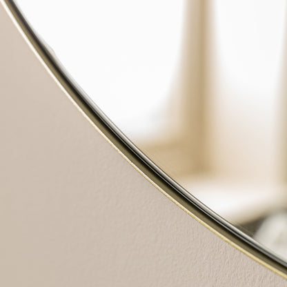 Gallery Direct Bowie Round Mirror Champagne, close-up of the mirror and frame details