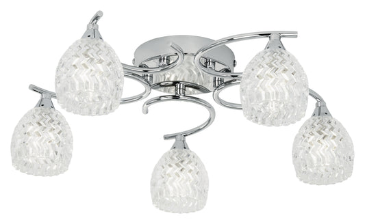 Gallery Direct Boyer 5 Ceiling Lamp Chrome, complete product view on a white background