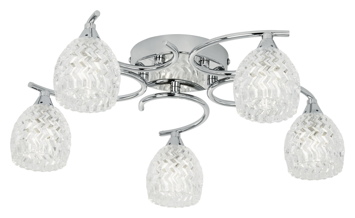 Gallery Direct Boyer 5 Ceiling Lamp Chrome, complete product view on a white background