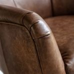 Gallery Direct Bristol Swivel Chair in Brown Leather upholstery with pinch-pleated detail to the armrests and high back