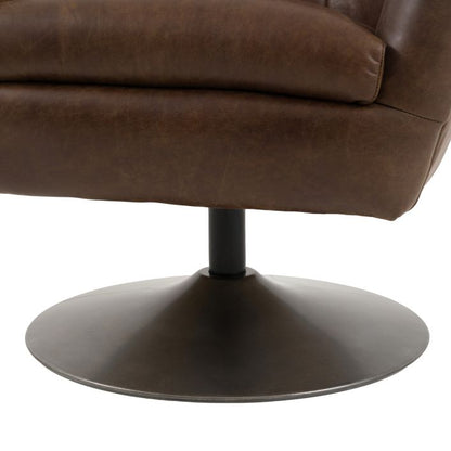 Gallery Direct Bristol Swivel Chair in Brown Leather upholstery with a bronzed metal base
