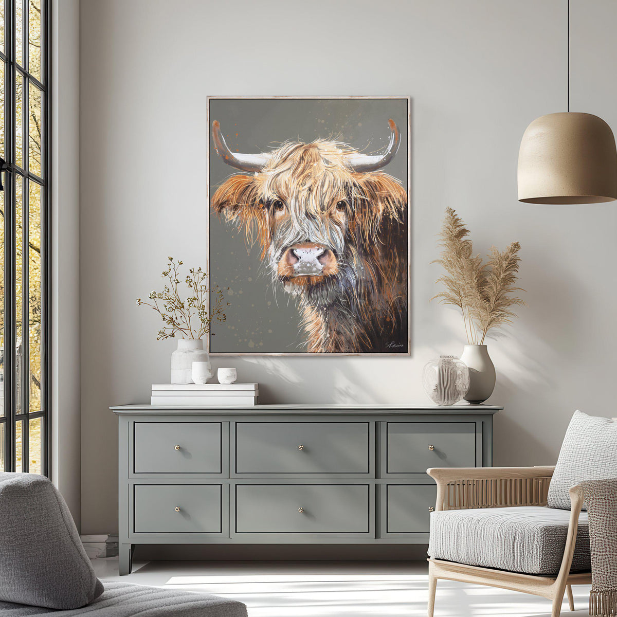 Gallery Direct Brodie Framed Canvas displayed in a styled interior