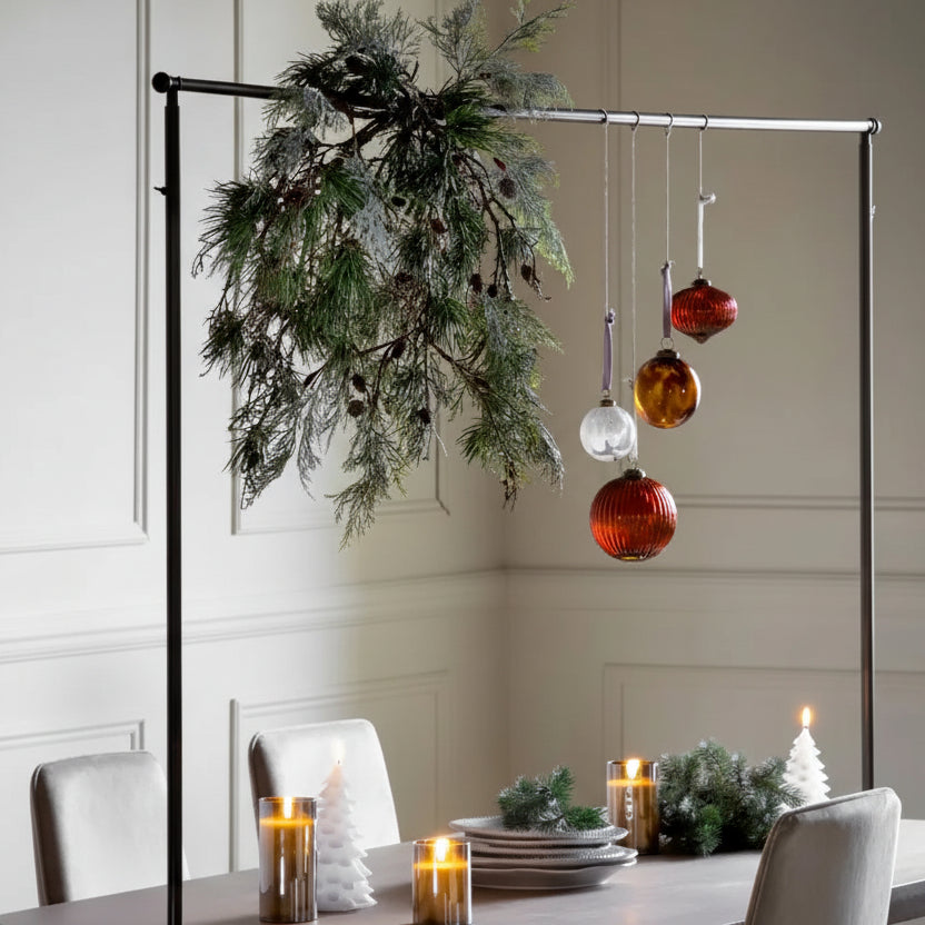Gallery Direct Brogdale Hanging Bar in Black iron with adjustable framework to accommodate varying heights and arrangements