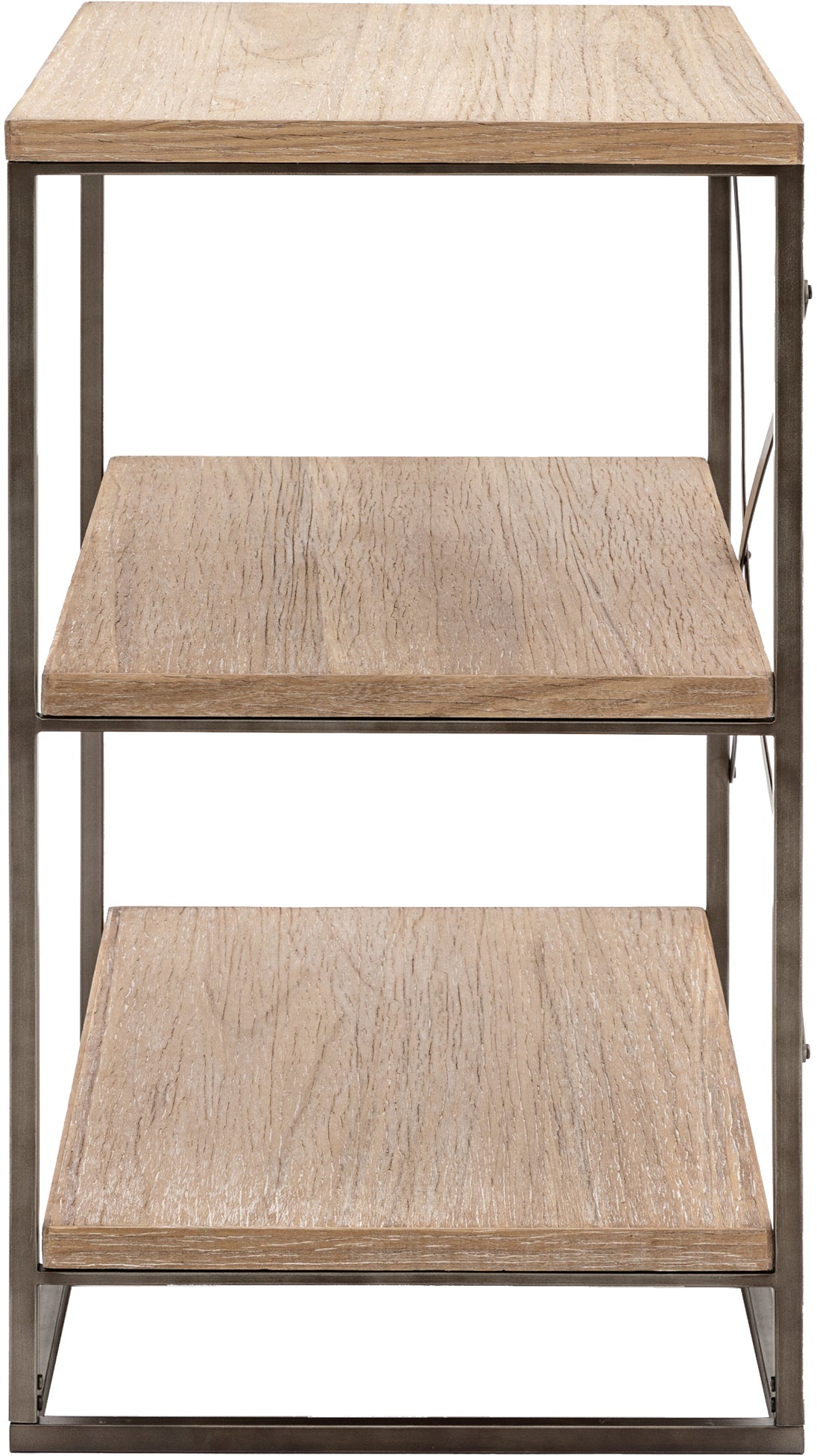 Gallery Direct Brogdale Shelving Display Unit features an open metal frame with wooden shelving