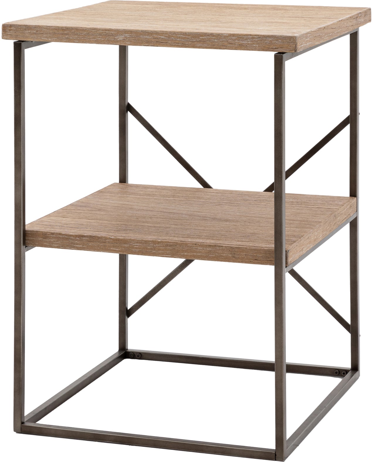 Gallery Direct Brogdale Square Side Table is constructed from wood and metal for a modern industrial feel 