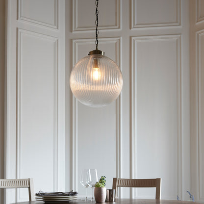 Gallery Direct Brydon Pendant Light Clear Glass Large, styled in a room setting