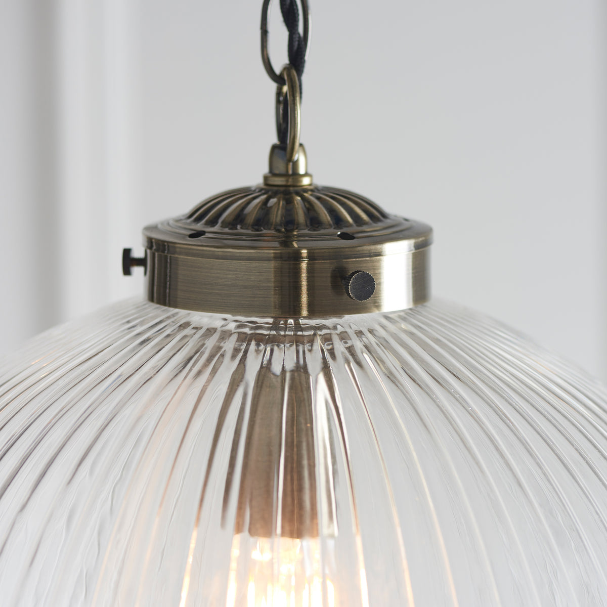 Gallery Direct Brydon Pendant Light Clear Glass Large, close-up of the finish and design
