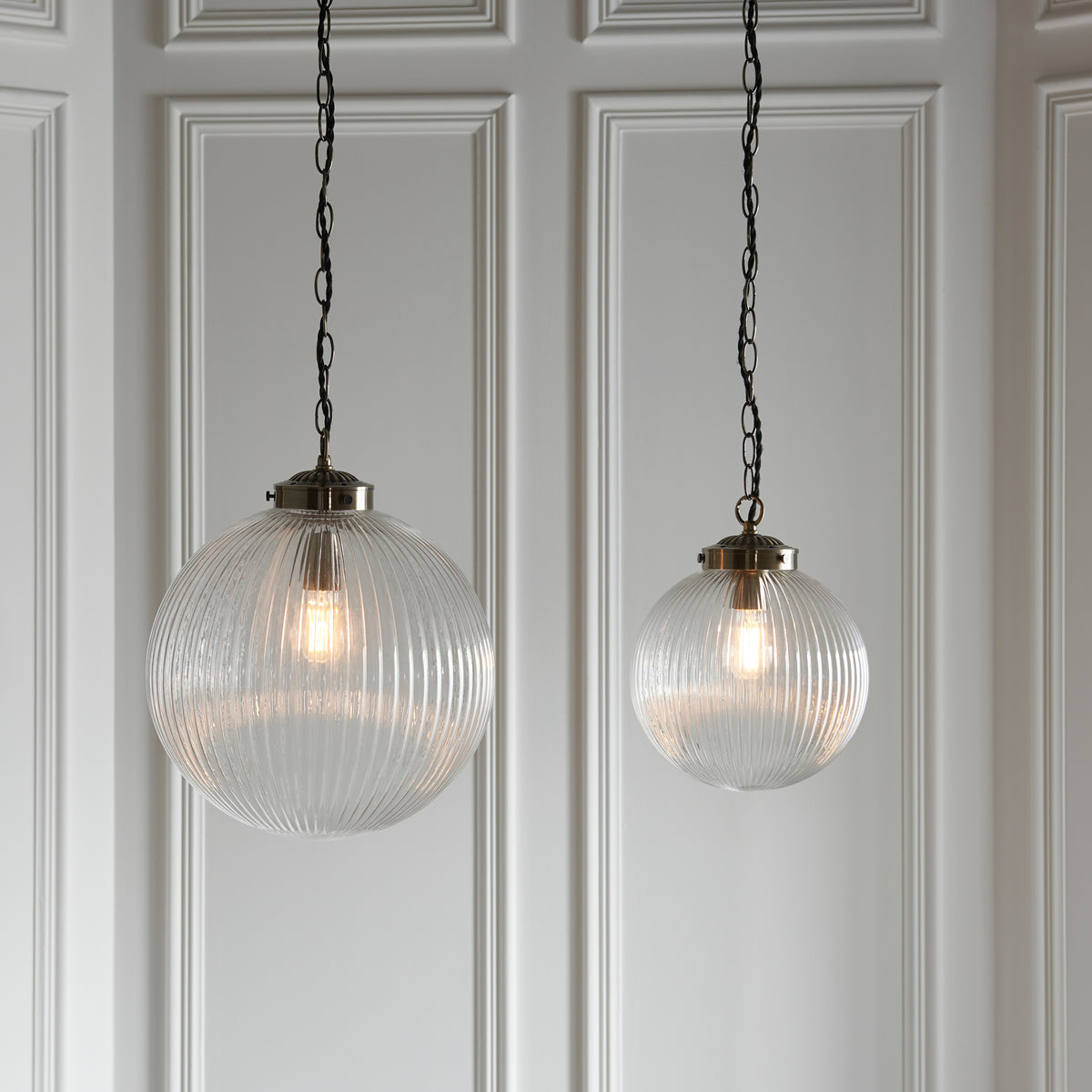 Gallery Direct Brydon Pendant Light Clear Glass Large, styled in a room setting