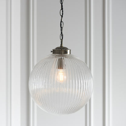 Gallery Direct Brydon Pendant Light Clear Glass Large, styled in a room setting