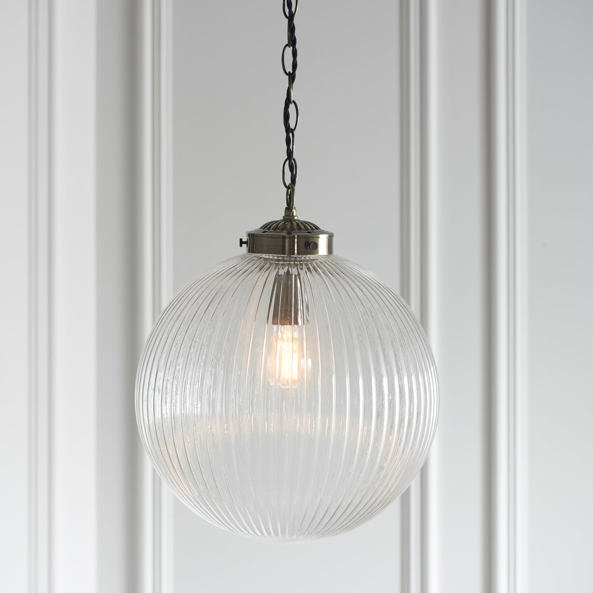 Gallery Direct Brydon Pendant Light Clear Glass Large, styled in a room setting