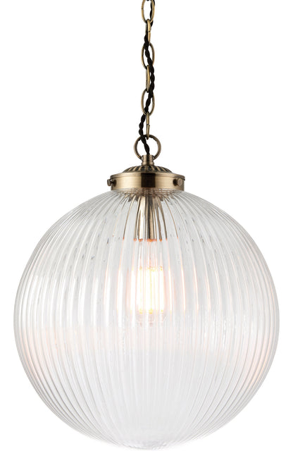 Gallery Direct Brydon Pendant Light Clear Glass Large, complete product view on a white background