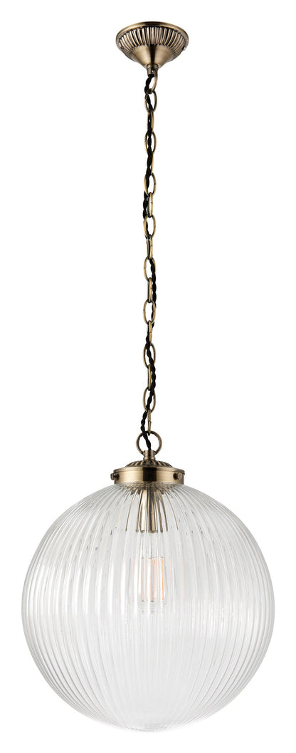Gallery Direct Brydon Pendant Light Clear Glass Large, complete product view on a white background