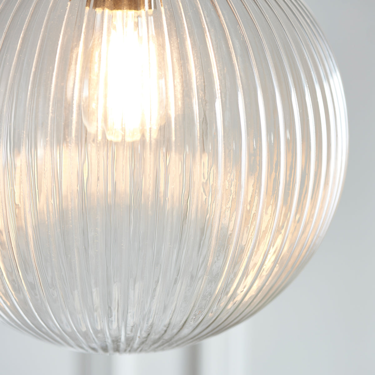 Gallery Direct Brydon Pendant Light Clear Glass Small, close-up of the finish and design
