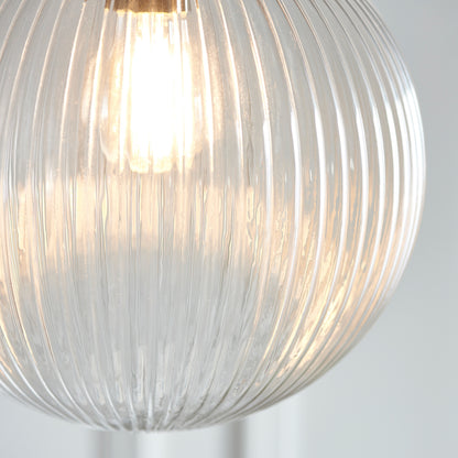 Gallery Direct Brydon Pendant Light Clear Glass Small, close-up of the finish and design
