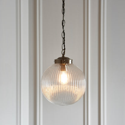 Gallery Direct Brydon Pendant Light Clear Glass Small, styled in a room setting