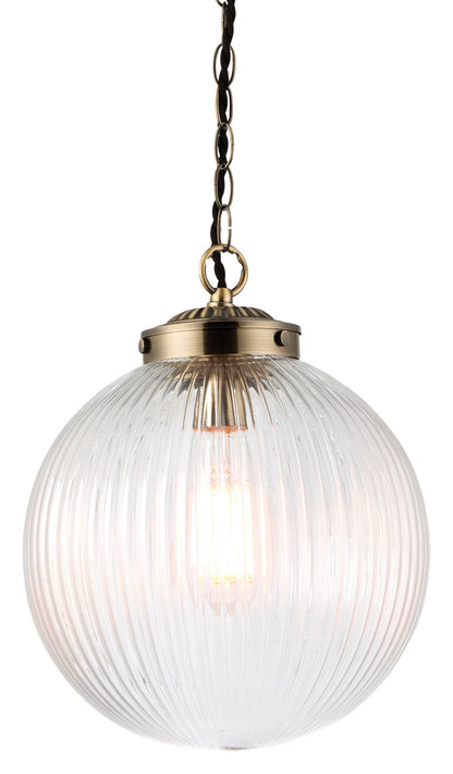 Gallery Direct Brydon Pendant Light Clear Glass Small, complete product view on a white background