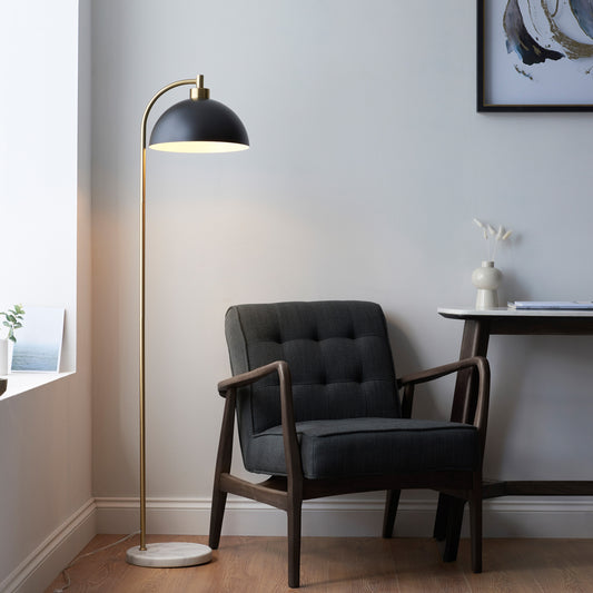 Gallery Direct Buchanan Floor Lamp Matt Black, styled in a room setting