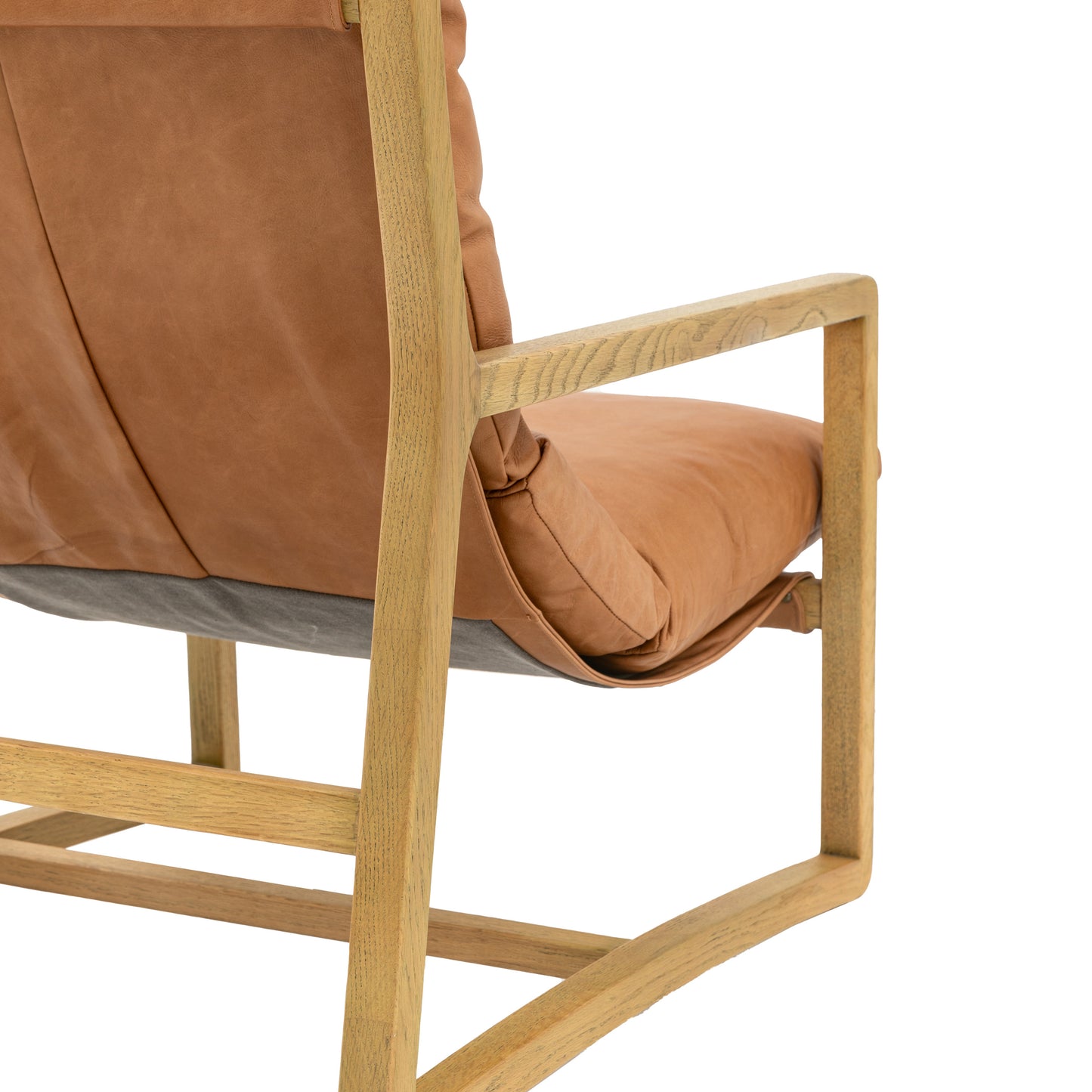 Gallery Direct Burela Lounge Chair in Vintage Brown Leather with an ash wooden frame