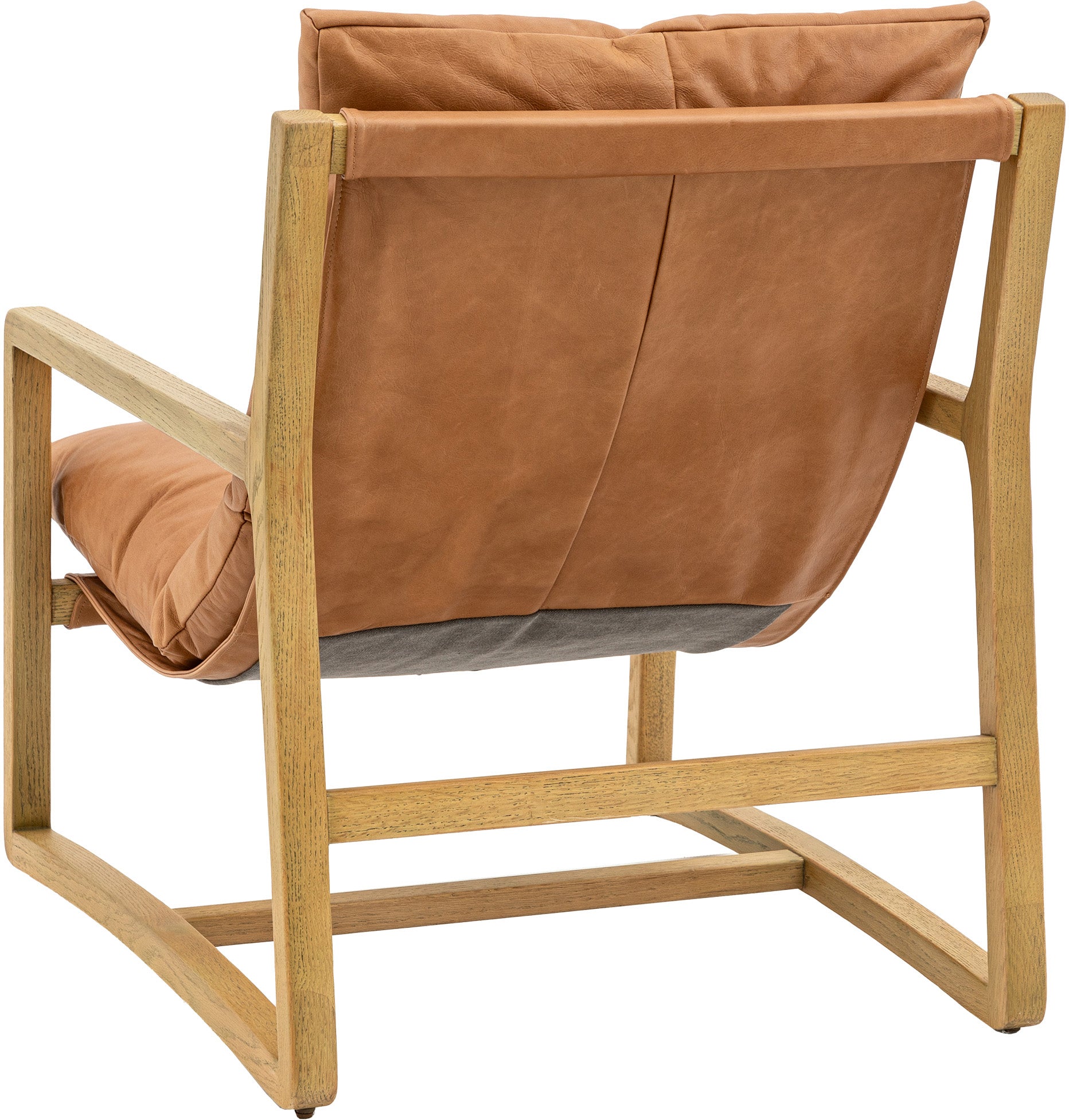 Gallery Direct Burela Lounge Chair has a contemporary ash wood frame and is upholstered in Vintage Brown Leather