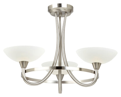 Gallery Direct Cagney 3 Ceiling Lamp Satin Chrome, complete product view on a white background
