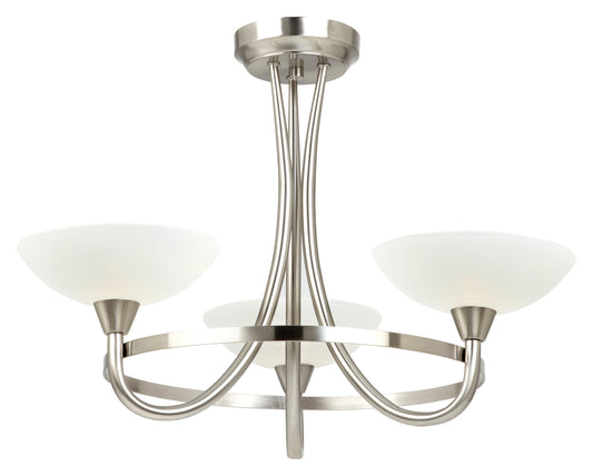 Gallery Direct Cagney 3 Ceiling Lamp Satin Chrome, complete product view on a white background