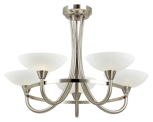 Gallery Direct Cagney 5 Ceiling Lamp Satin Chrome, complete product view on a white background
