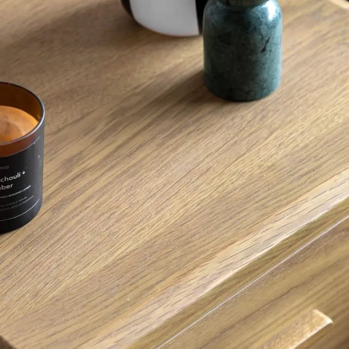Gallery Direct Camden 2 Drawer Bedside cabinet in a warm natural, wood-grain finish