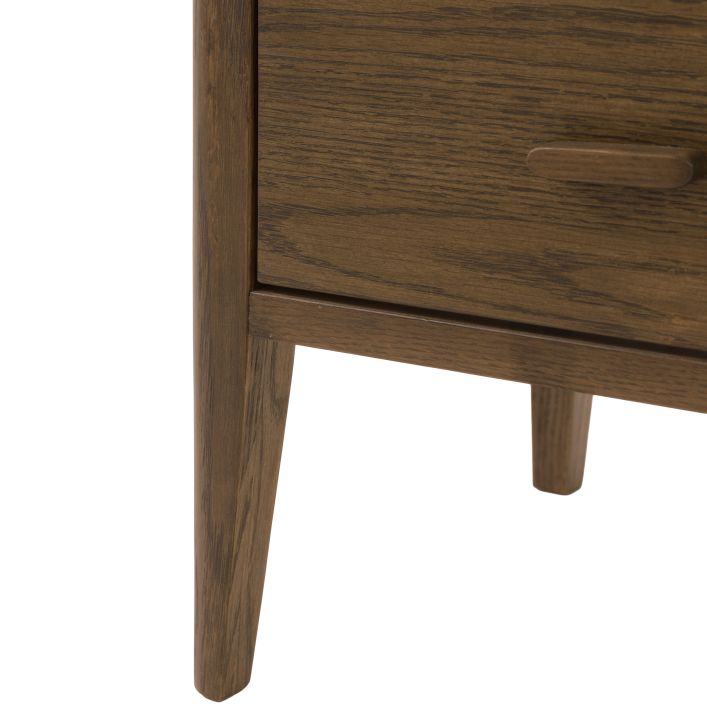 Gallery Direct Camden 2 Drawer Bedside in a dark Walnut finish with slim tapered legs