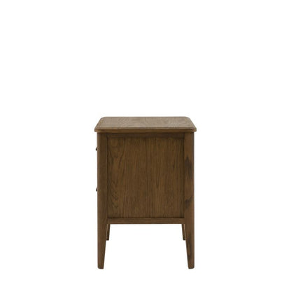 Gallery Direct Camden 2 Drawer Bedside in a dark Walnut wood-grain finish with slim tapered legs