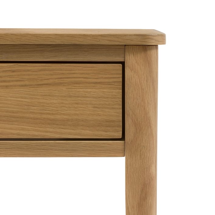 Gallery Direct Camden Console Table has 2 top drawers in a Natural warm wood-grain finish