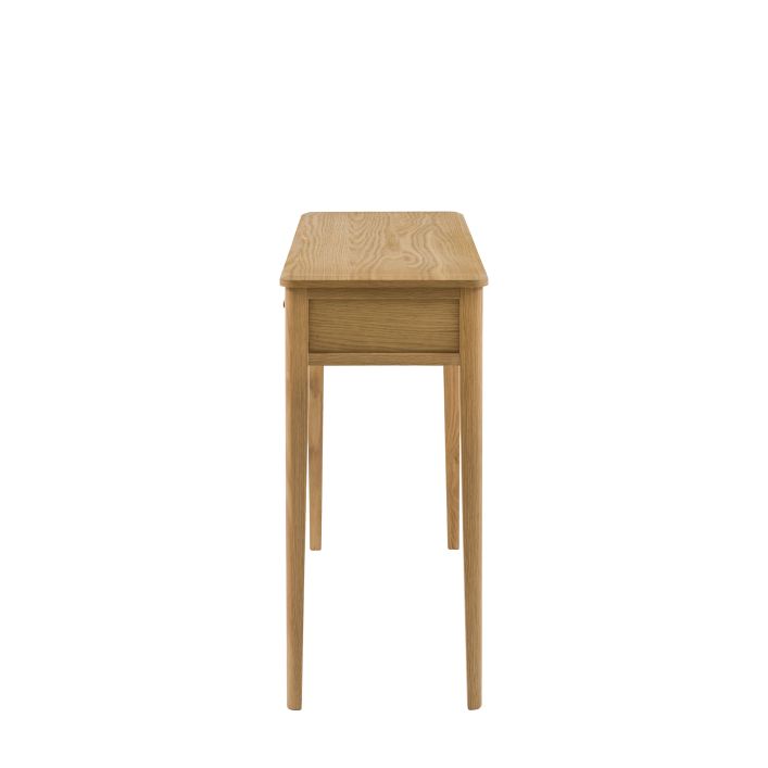 Gallery Direct Camden 2 Drawer Console in Natural warm wood-grain finish, with slim tapered legs 