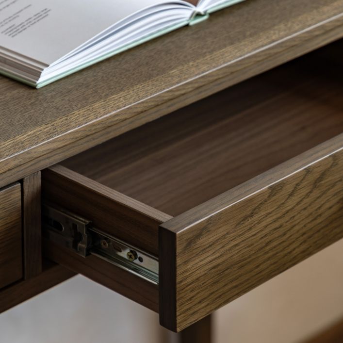 Gallery Direct Camden Console Table features 2 Top Drawers in a dark Walnut coloured finish