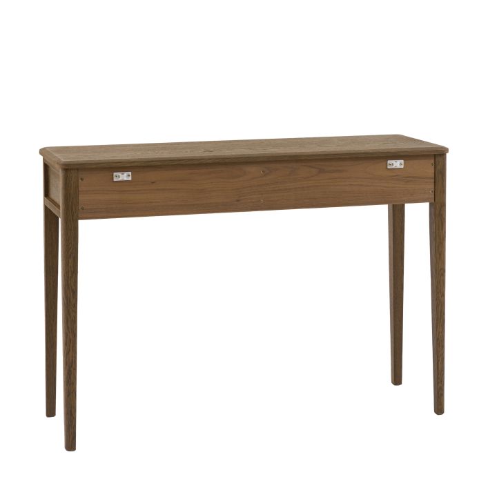Gallery Direct Camden 2 Drawer Console in a dark Walnut wood-grain finish, with slim tapered legs