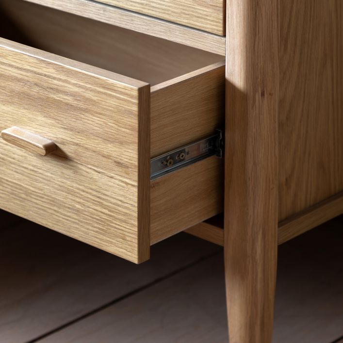 Gallery Direct Camden 3 Drawer Chest features spacious wide drawers with slim wooden handles, in a smooth Natural wood grain finish 